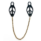 Black Butterfly Clamp With Beaded Chain